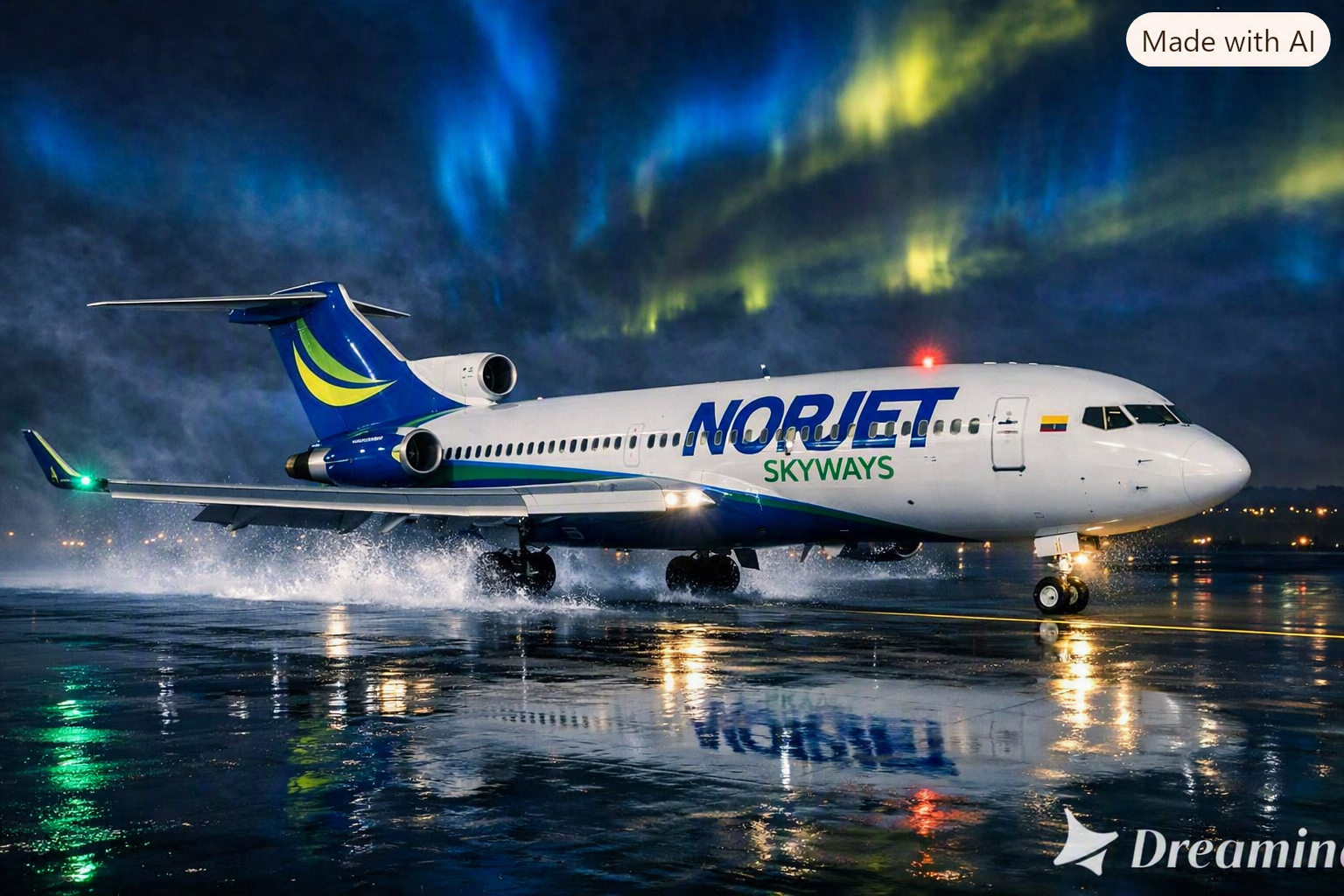 Norjet aircraft at night